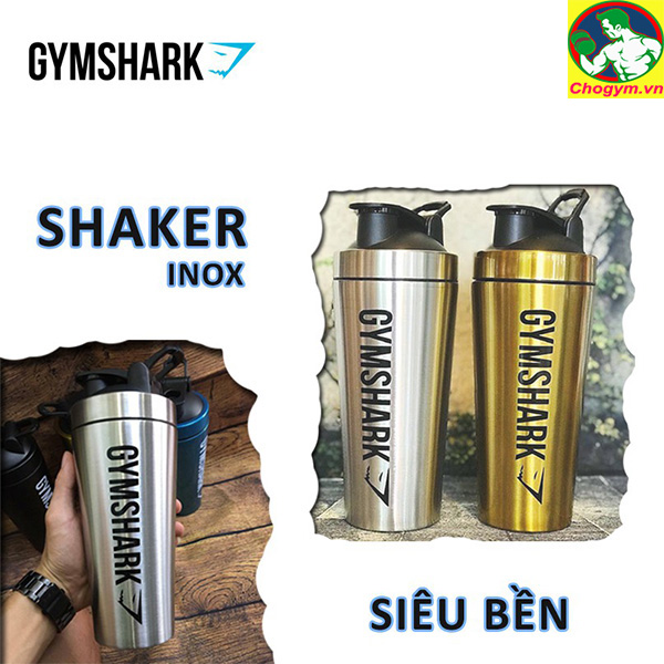 Bình lắc shaker bình nước inox gymshark